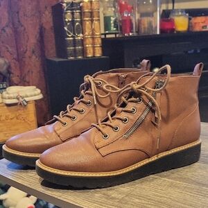 Ankle Boots,Faux Leather/ Sz.10 Womans/Naturalizer/EUC,Chestnut W/ Side Zipper